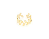 Elegant Gold plated Leaf throne Cuff bangle and ring