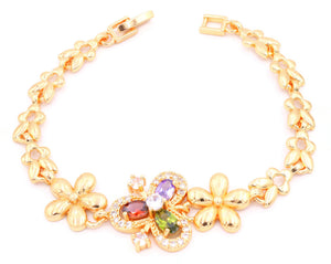 Women's Tri petal Floral design bracelet with zirconia studdings