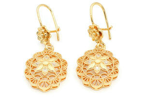 Women's Dangling floral design zircon studded earrings