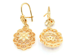 Women's Dangling floral design zircon studded earrings
