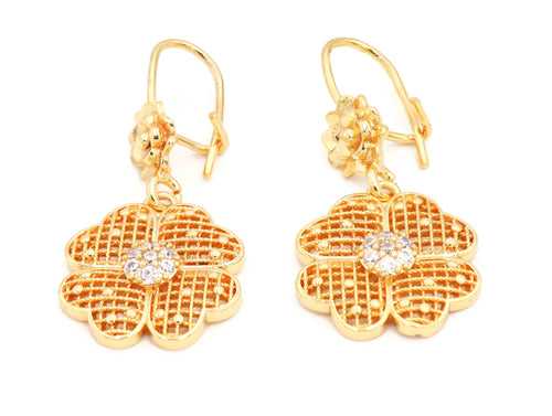 Women's Dangling 4 petal flower design studded with zircon stones